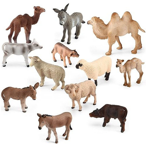 Conjunto De 12 Animales De Natividad De Navidad Miniatu...