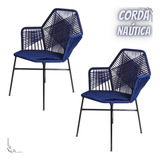 Kit 2 Cadeiras Tropicalia Corda Náutica Para Mesa De Jantar 