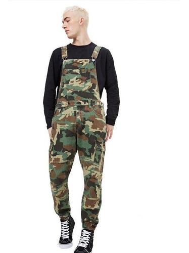 Overol De Camuflaje Hombre Cargo Moda Simple Multibolsillos