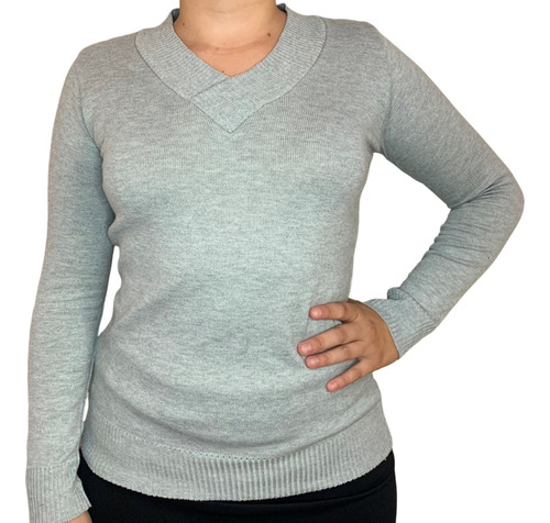 Blusa De Frio Decote V Basica Feminina Tricot Sueter Tricô