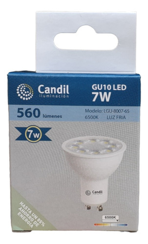 Pack X 10 Lámpara Led Dicroica 7w 35° Gu10 Candil