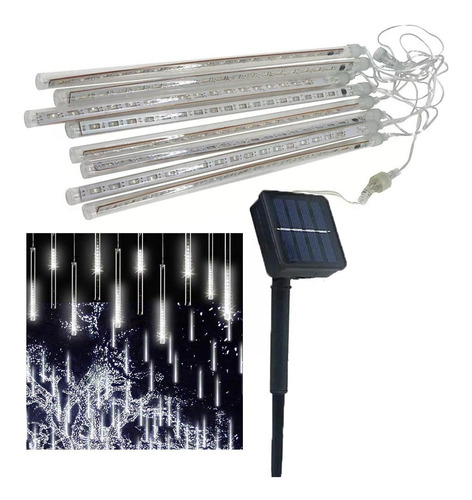 Cascata Solar Snow Fall Natalino Enfeite Meteoro 252 Leds