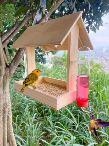 Casa Tratador P/ Pássaros + Bebedouros De Vidro Beija Flor 