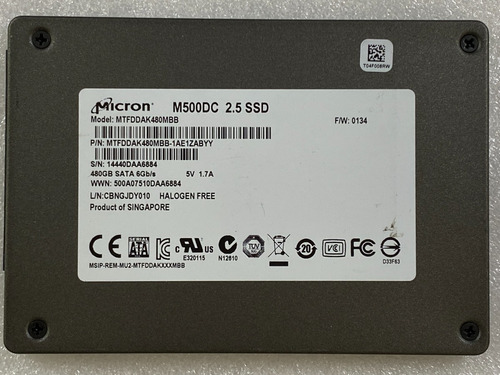 Micron M500dc 480gb De 2,5 Pulgadas Ssd 