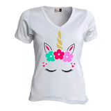 Camiseta Para Mujer Unicornio Dama Blusa Niña Algodón