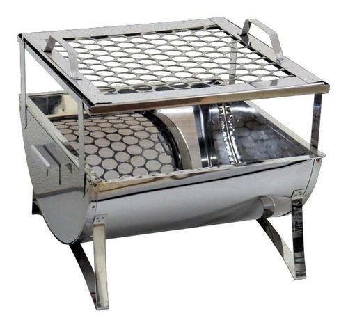 Churrasqueira Praia E Campo Aço Inox Com Grelha 30x28x24cm Cor Cinza-escuro