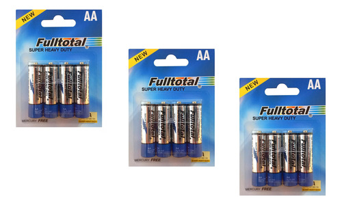 Set X3 Blister Pilas Fulltotal Doble Aa Super Heavy Duty 1.5