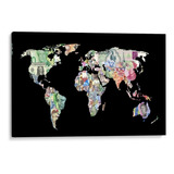 Cuadro Canvas Mapa Del Dinero Billetes Del Mundo Money Hd Lienzo Tipo Galeria Montado En Bastidor Opcion De Enmarcado Color Multicolor Armazón Madera