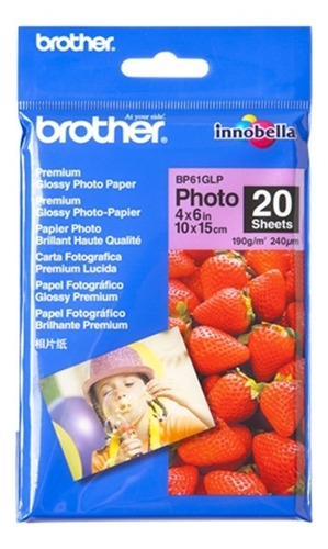 Papel Fotográfico Brother Inkjet 4x6p 10x15cm Bp61glp