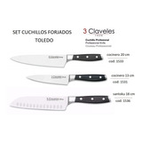 Set Cuchillos 3 Claveles Linea Toledo Forjado X 3 Piezas