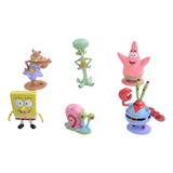 Kit Com 6 Bonecos Do Bob Esponja Miniaturas Pronta Entrega