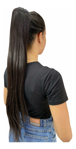 Cabelo Aplique Rabo De Cavalo Liso Fibra Orgânica Linha Top