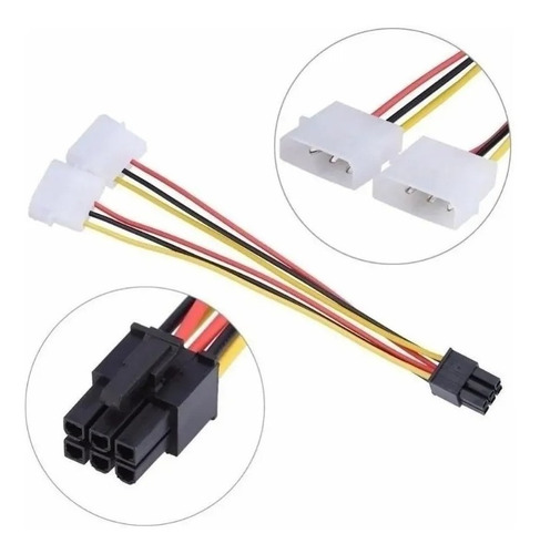 Cable Adaptador Corriente Tarjeta Video 2 X Molex Pcie 6 Pin