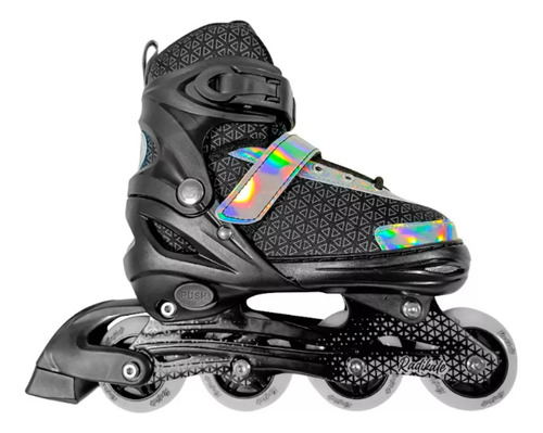 Patins Roller Inline Infantil Com Luzes Led Preto/azul 38-41