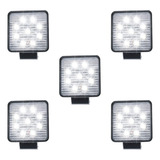 Kit 5 Farol Milha 9 Led 48w 12v/24v Quadrado Off-road 6000k