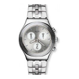 Reloj Swatch Unisex Summer Classics Ycs580g Crystal Cascade Color De La Malla Plateado/blanco Color Del Bisel Plateado Color Del Fondo Plateado/blanco