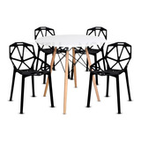 Mesa Moderna Eames Blanca + 4 Sillas Magis Chair One Negro