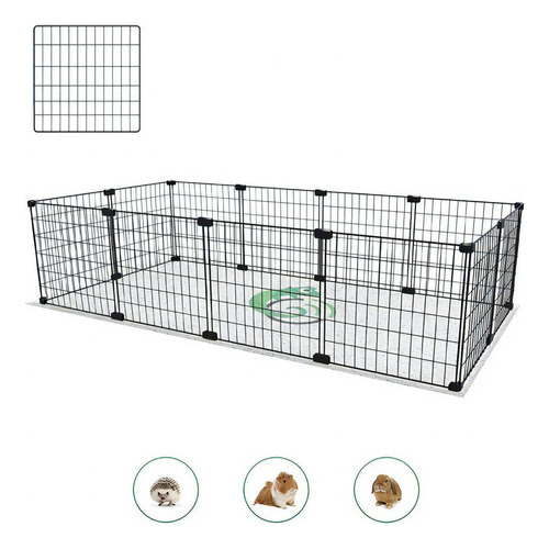 Cercado Pet Porquinho Coelho Cachorro 60x120 Malha 2,5cm Cor Preto