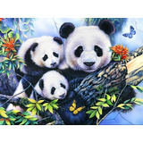 Kit De Pintura Con Diamantes 5d Osos Pandas 30x40 Cm