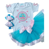 Conjunto Fantasia Menina Galinha Pintadinha Rosa Luxo