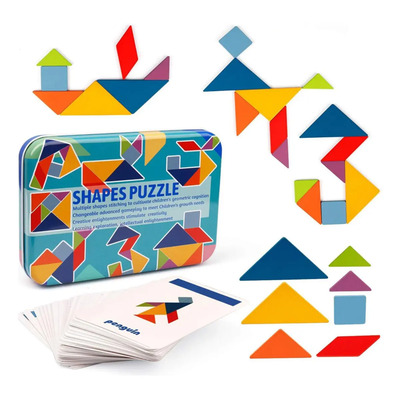QINERY Tangrama de Colores, Rompecabezas de Bloques de Patrones Formas Montessori, Mejorar Las Habilidades de Pensamiento, Viene con Caja de Almacenamiento y 60 Tarjetas de Diseño educación temprana | MercadoLibre