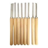 Set 8 Gubias Profesional Acero Mango Madera Para Torno 