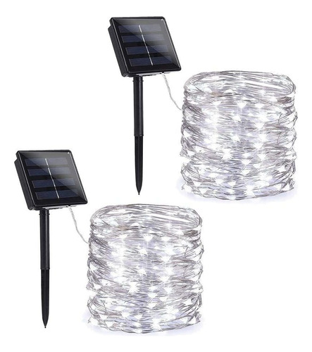 Barra De Luz Led Solar Blanca De 30 M, Paquete De 2 Unidades