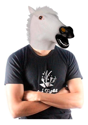 Máscara Cabeça De Cavalo Marrom Ou Branco Latéx Realista 