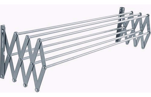 Varal Sanfonado 80cm Em Alumínio De Parede Retrátil Cor Cinza