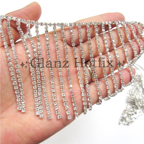 Galon Cadena De Strass Con Flecos De Strass Moda Deco X 50cm