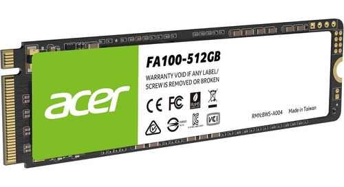 Unidad De Estado Solido Ssd M.2 512gb Acer Fa100 Pcie Nvme Color Negro