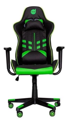 Cadeira De Escritório Dazz Prime-x Gamer Ergonômica  Preto E Verde Com Estofado De Couro Sintético