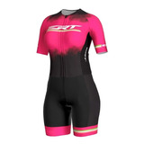 Macaquinho Ciclismo Feminino Ert Elite Pink Power Forro Gel