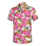 Camisa Hawaiana Casual De Manga Corta 100% Algodón,florales