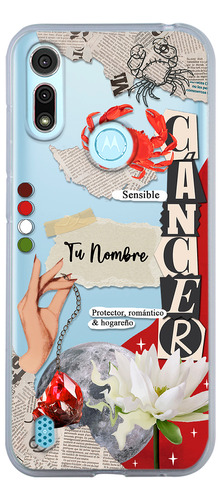 Funda Para Motorola Mujer Signo Zodiaco Cáncer Con Tu Nombre