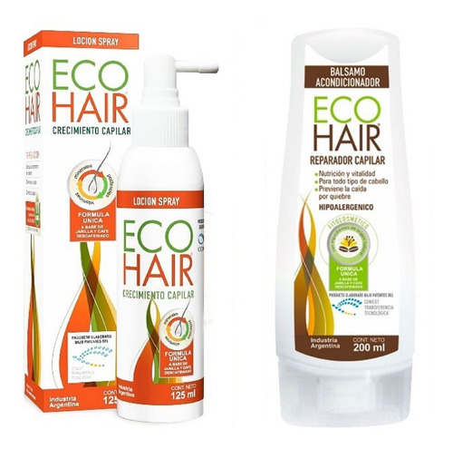Eco Hair Locion + Acond Crecimento Anticaida Ecohair X200