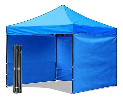 Carpa Toldo Medida 3x3 Con Paredes, Color Azul Y Blanco