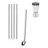 Kit Set Bartender Barman Tragos Jigger Cuchara Sorbete 