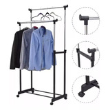 Perchero Organizador Rack Ropa Colgador De Metal Closet Pie Color Negro