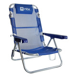 Cadeira De Praia Azul Dobrável Com Encosto De Cabeça Nautika