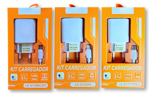 Kit 10 Carregadores  V8/ios/tipo-c Lehmox Atacado