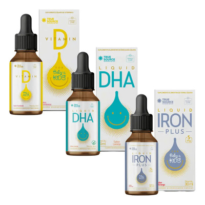 Kit Family Care Vit D + Liquid Dha + Iron Plus -true Source Sabor Sem Sabor