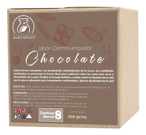 Jabón Artesanal Chocolate Hidratante Antioxidante (8 Piezas)