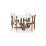 Set De Comedor 4 Puestos Maine Con Sillas Sidney Color Blanco