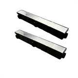 1 Metro Ralo Linear 6x50 Preto Com Tampa Em Inox Oculta 2 Pç