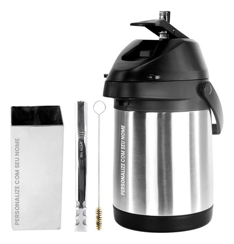 Kit Tereré Inox Garrafa Copo Bomba 09 - Personalize Seu Nome