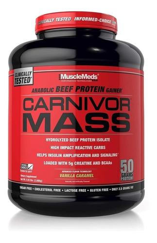 Proteina Carnivor Mass Musclemeds 5.93 Libras Sabor Vainilla