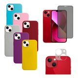 Capa Silicone Case Para iPhone 13mini + Privacidade Kit3em1