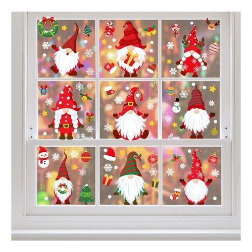 9 Hojas Pegatinas Navideñas Para Ventana Decoracione