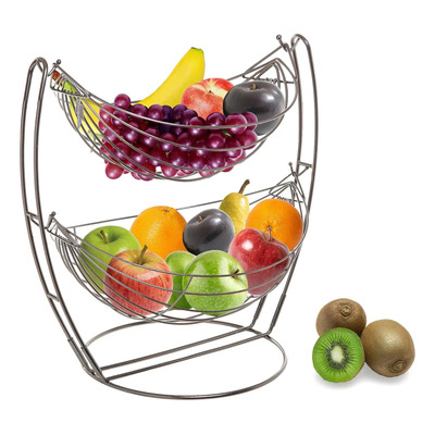 Cesta De Frutas Con Hamaca Doble De Metal Gris Plomizo My...